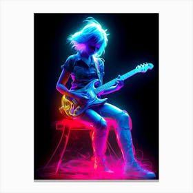 Girl Playing A Guitar Canvas Print