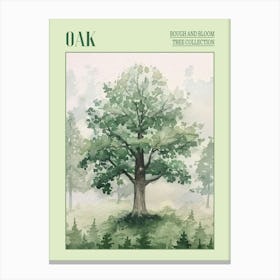 Oak Tree Atmospheric Watercolour Painting 3 Poster Canvas Print