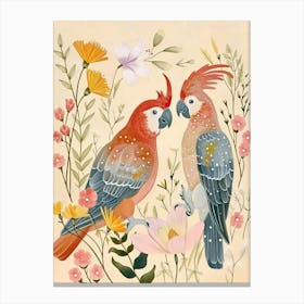 Folksy Floral Animal Drawing Cockatoo 2 Canvas Print