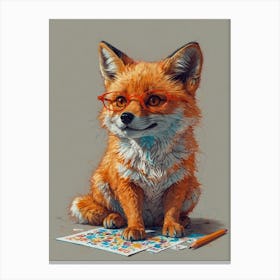 Fox With Glasses Canvas Print