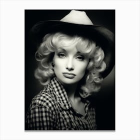  Black And White Dolly Parton Canvas Print