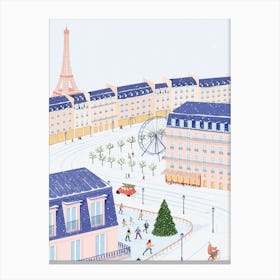 Christmas In Paris Illustration Canvas Print