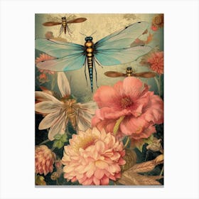 Dragonfly Vintage Pastel 2 Canvas Print