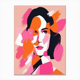 pink and orange matisse watercolour woman portrait Canvas Print