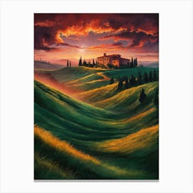 Sunset In Tuscany Canvas Print