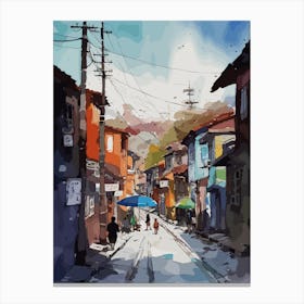 Painting Of Seoul South Korea In The Style Of Watercolour 2 Canvas Print