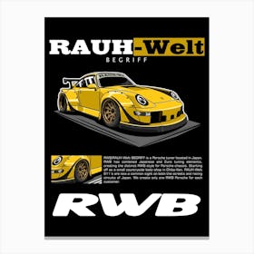 Porsche RWB Yellow Canvas Print