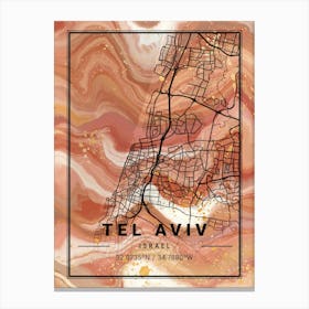 Tel Aviv Map Canvas Print