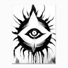 Chakra Series, Symbol, Third Eye Black & White Canvas Print