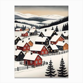 Scandinavian Village Scene Painting (15) Canvas Print