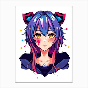 Anime Girl With Purple Hair Canvas Print