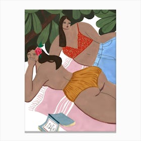 Two Women Relaxing In The Sun Canvas Print