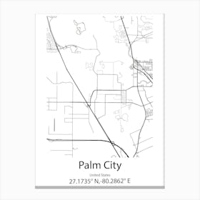 Palm City,United States Minimalist Map Leinwandbild