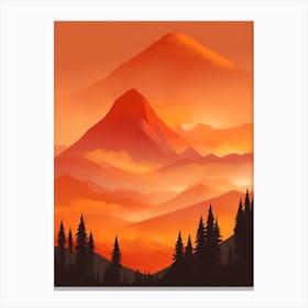 Misty Mountains Vertical Composition In Orange Tone 332 Canvas Print