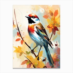 Bird Painting Collage Sparrow 5 Canvas Print