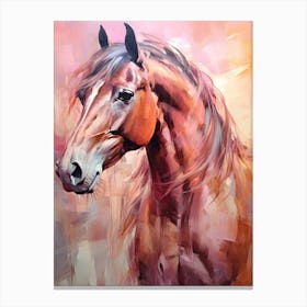 Horse Head Painting Close Up Pink Tones 2 Canvas Print