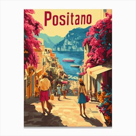 Aihrgdesign A 1970s Inspired Travel Poster For Positano 5 Canvas Print