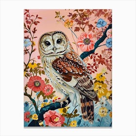 Floral Animal Painting Owl 1 Canvas Print