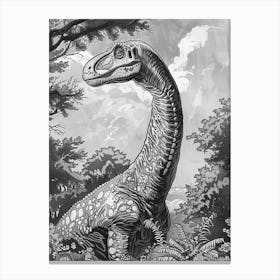 Ouranosaurus Dinosaur Black Sketch Illustration Canvas Print