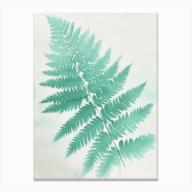Green Ink Painting Of A Blue Star Fern 3 Canvas Print