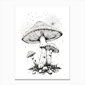 Mushroom Ink Drawing Canvas Print