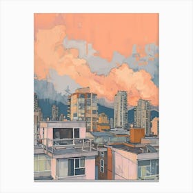 Vancouver Rooftops Morning Skyline 2 Canvas Print