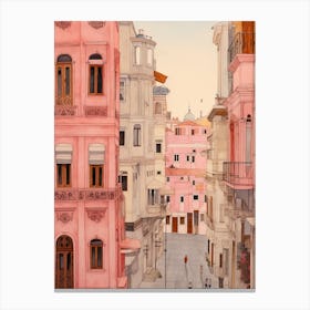 Istanbul Turkey 4 Vintage Pink Travel Illustration Canvas Print