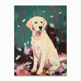 A Golden Retriever Dog Painting, Impressionist 2 Canvas Print