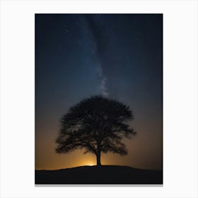 Lone Tree At Night 1 Canvas Print