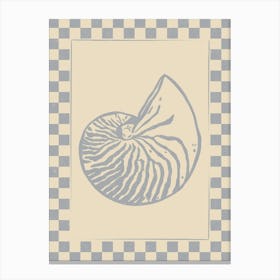 Seashell 12 with Checkered Border Canvas Print