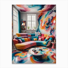 Soft Shadows and Distorted Spaces Colorful Living Room Canvas Print