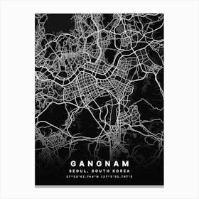 Gangnam Seoul South Korea Black Map Canvas Print