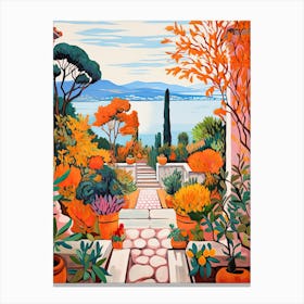 Isola Bella, Italy In Autumn Fall Illustration 3 Canvas Print