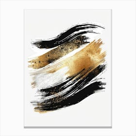 Gold And Black Brush Strokes 42 Canvas Print