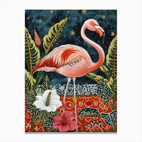 Greater Flamingo And Anthurium Boho Print 1 Canvas Print