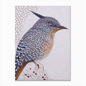 Mockingbird Pointillism Bird Canvas Print