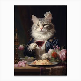 Cat Banqueting Rococo Stylejpg Canvas Print