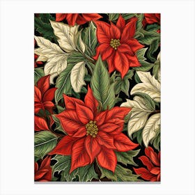 Poinsetta Red And Green 2 Canvas Print