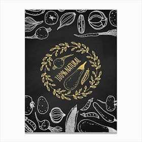 Hand Drawn Vegetables- food poster, kitchen wall art Canvas Print