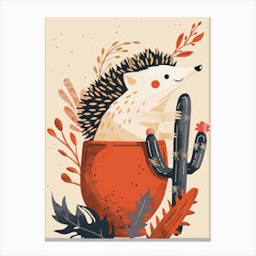 Hedgehog Cactus Minimalist Abstract Illustration 2 Canvas Print