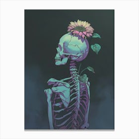 Skeleton With Flowers Canvas Print