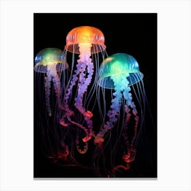 Irukandji Jellyfish Neon Illustration 4 Canvas Print