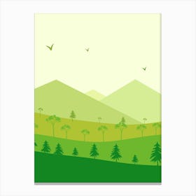 Green Landscape With Trees Canvas Print