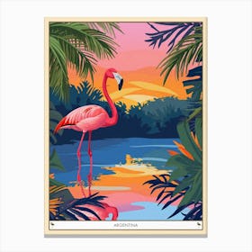 Greater Flamingo Argentina Tropical Illustration 4 Poster Canvas Print