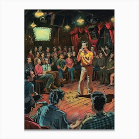 Storybook Illustration Comedy Club Austin Texas 1 Canvas Print