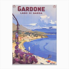 Gardone Italy,Gardone Riviera, Lake Garda, Vintage Travel Poster Canvas Print