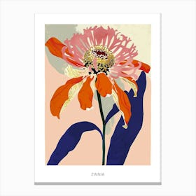 Colourful Flower Illustration Poster Zinnia 2 Canvas Print