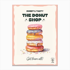 Stack Of Sprinkles Donuts The Donut Shop 5 Canvas Print