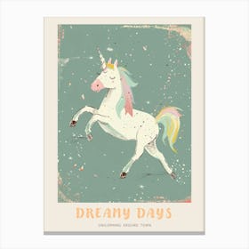 Pastel Unicorn Blue Background 1 Poster Canvas Print