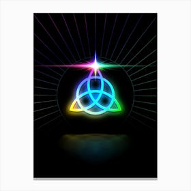 Neon Geometric Glyph in Candy Blue and Pink with Rainbow Sparkle on Black n.0022 Canvas Print
